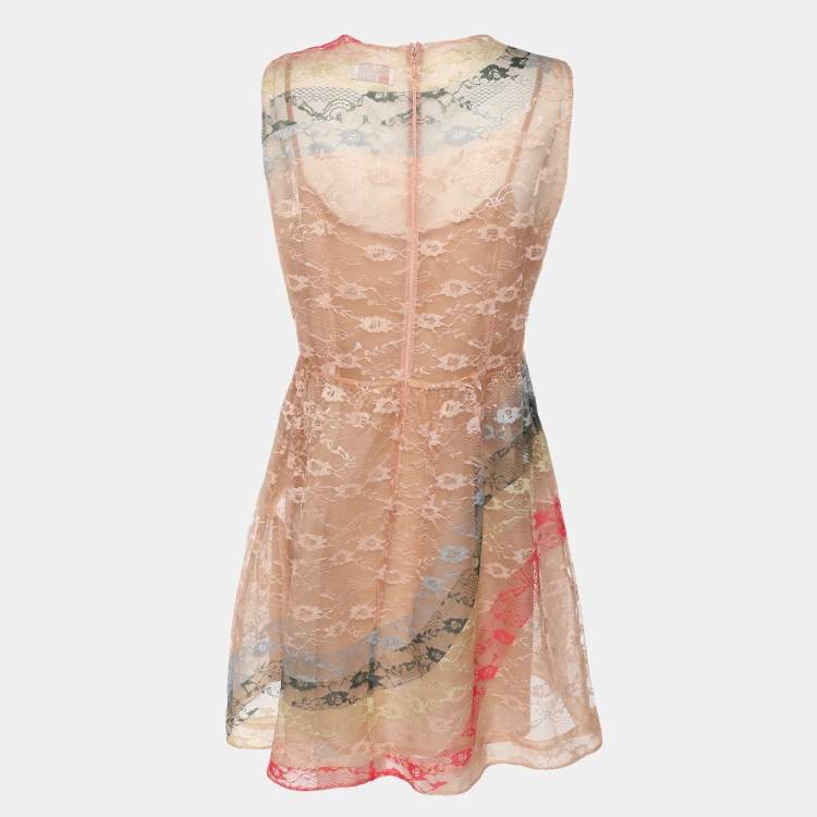 Pre Owned RED Valentino Beige Lace Knit Mini Dress M