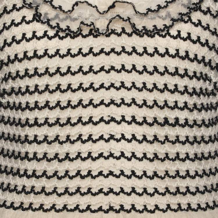 Pre Owned RED Valentino Cream/Black Lace Knit Mini Dress M