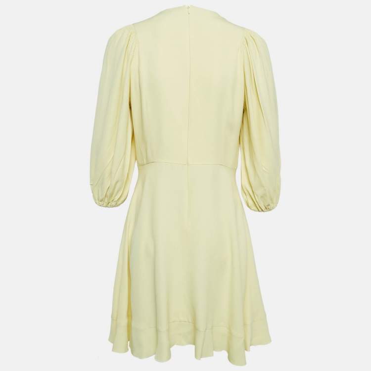 Pre Owned Red Valentino Yellow Crepe Flared Short Dress M