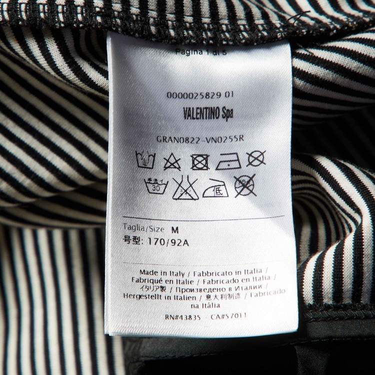 Pre Owned RED Valentino Monochrome Striped Bow Detail T-Shirt M