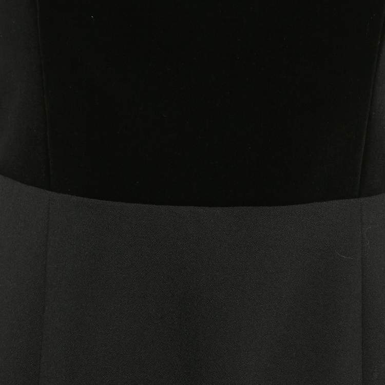 Pre Owned RED Valentino Black Wool Blend and Velvet Sleeveless Mini Dress L