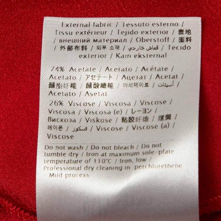 Pre Owned RED Valentino Red Crepe Ruffled Tie-Up Neck Detail Mini Dress M