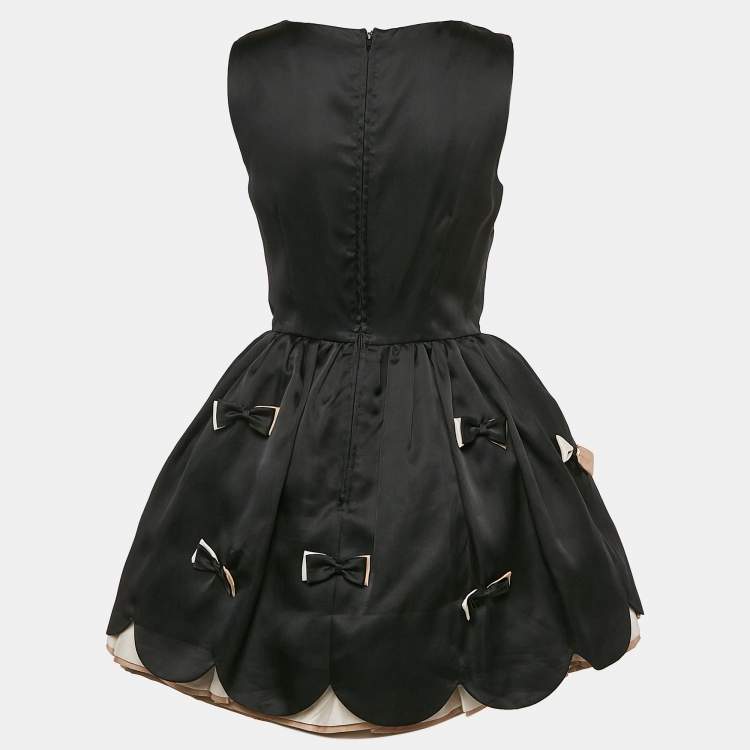 Pre Owned Red Valentino Black Silk Bow Detail Sleeveless Mini Dress S