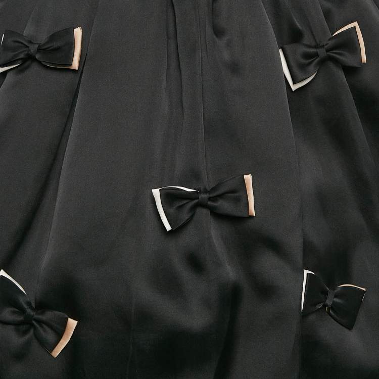 Pre Owned Red Valentino Black Silk Bow Detail Sleeveless Mini Dress S