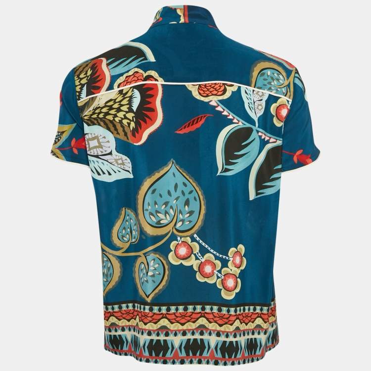 Pre Owned RED Valentino Multicolor Printed Crepe Tie-Up Neck Detail Blouse M