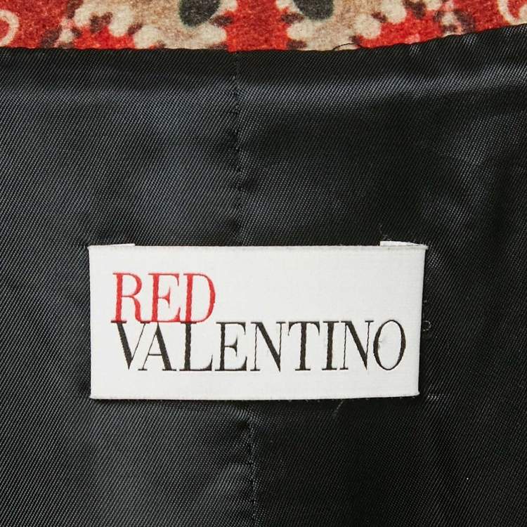 Pre Owned RED Valentino Multicolor Abstract Print Wool Button Front Mini Dress M