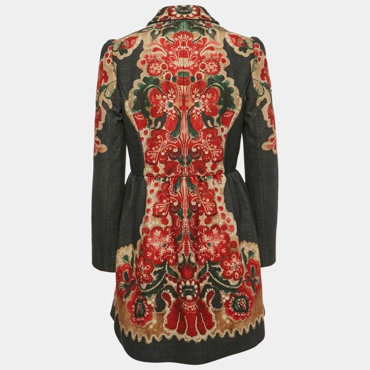 Pre Owned RED Valentino Multicolor Abstract Print Wool Button Front Mini Dress M