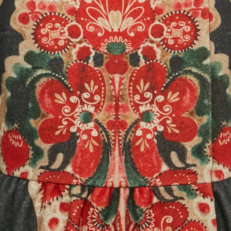 Pre Owned RED Valentino Multicolor Abstract Print Wool Button Front Mini Dress M