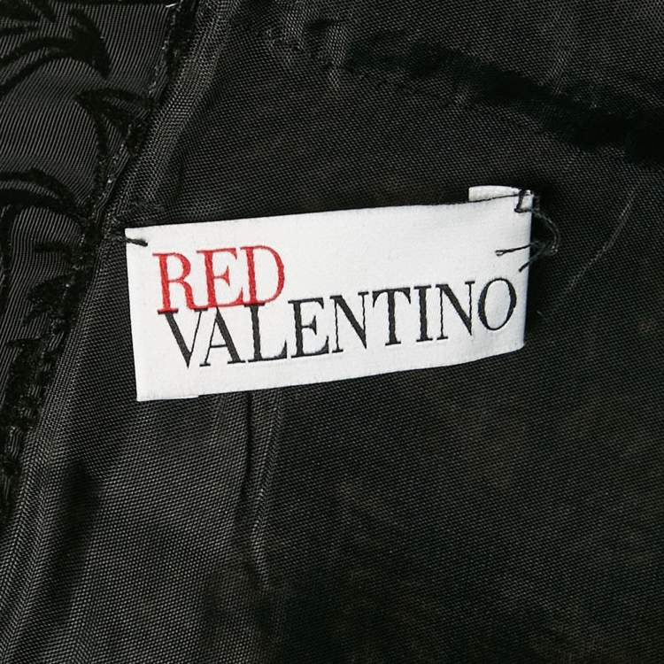 Pre Owned RED Valentino Black/Pink Printed Synthetic Midi Skirt M