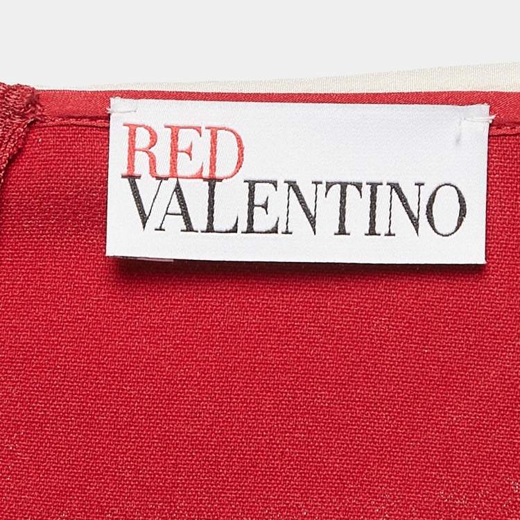 Pre Owned RED Valentino Red Crepe Flounce Mini Dress M
