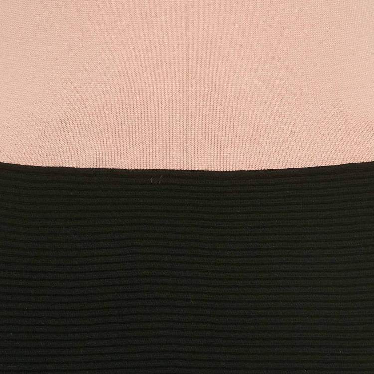 Pre Owned RED Valentino Pink/Black Knit Lace Trimmed Short Dress M
