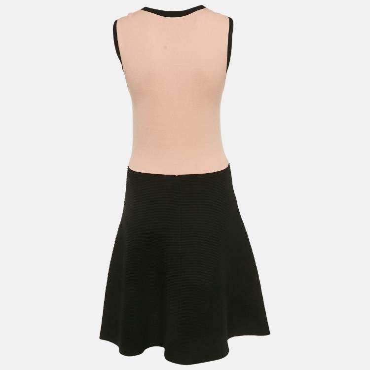 Pre Owned RED Valentino Pink/Black Knit Lace Trimmed Short Dress M