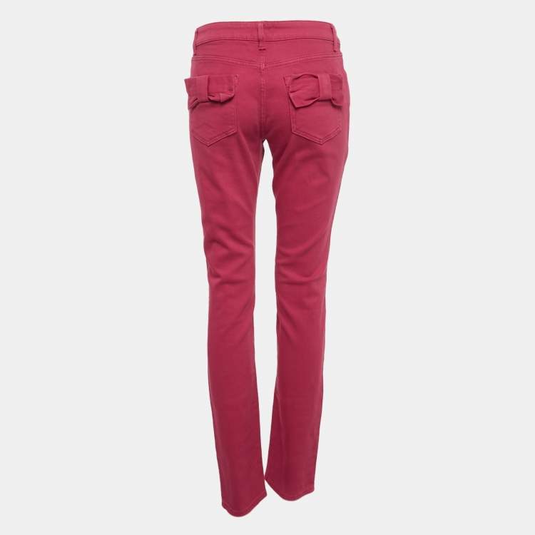 Pre Owned RED Valentino Pink Denim Bow Detail Jeans L Waist 32"