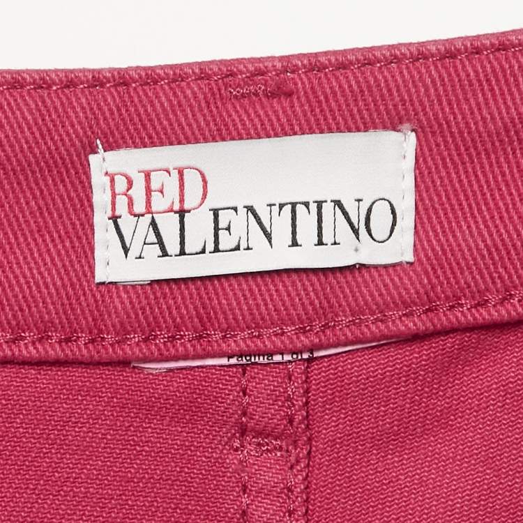 Pre Owned RED Valentino Pink Denim Bow Detail Jeans L Waist 32"
