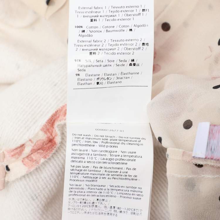 Pre Owned RED Valentino Multicolor Chiffon and Cotton Long Sleeve Midi Dress M