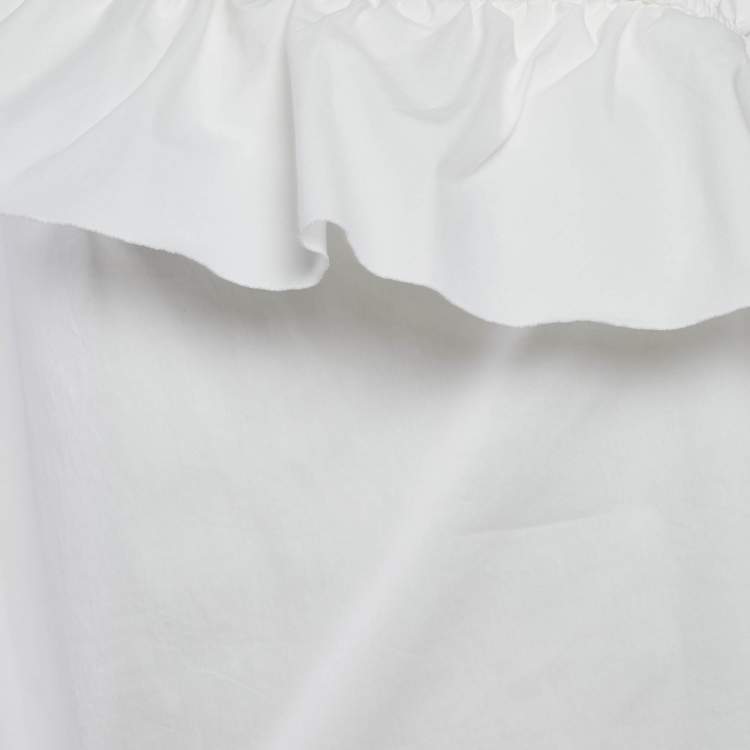 Pre Owned RED Valentino White Ruffled One-Shoulder Tie-Up Detail Top L