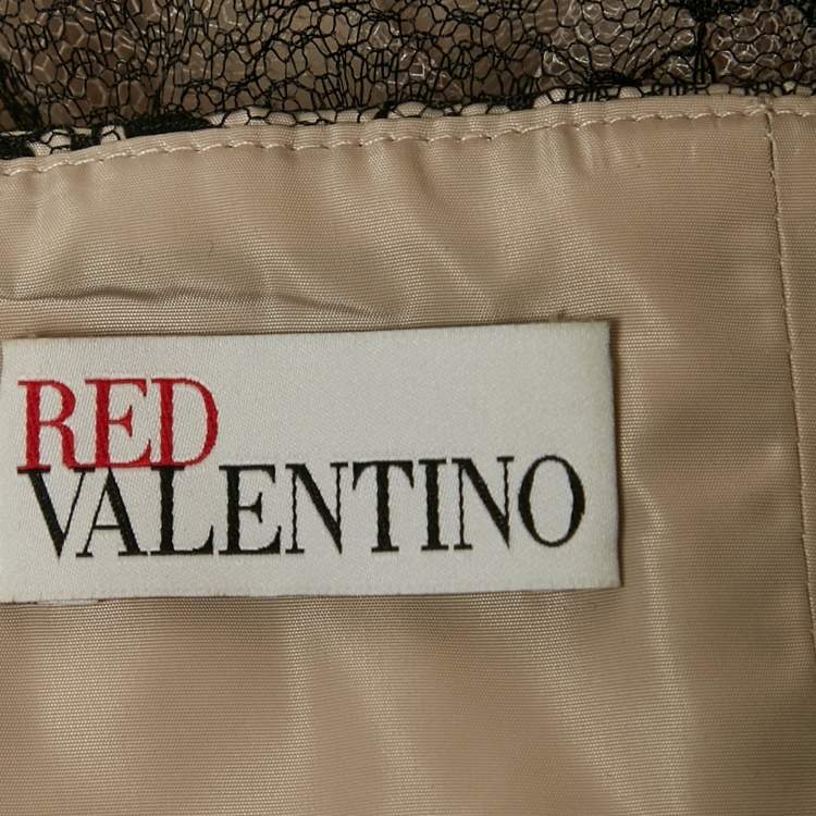 Pre Owned RED Valentino Black/Beige Tulle Sleeveless Short Dress M
