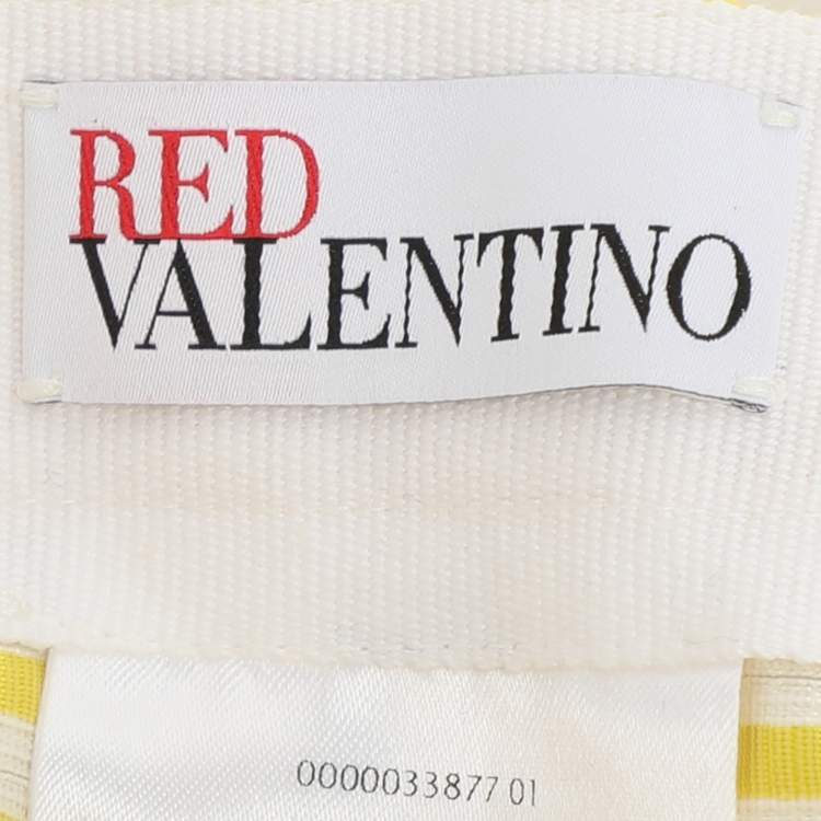 Pre Owned RED Valentino Mimosa Viscose Blend Striped Midi Skirt M