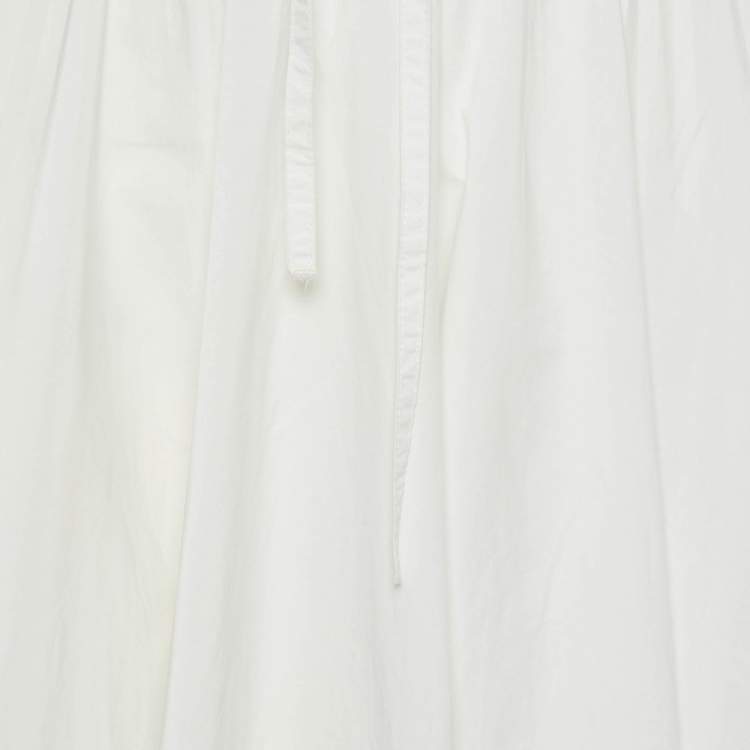 Pre Owned RED Valentino White Cotton Blend Flared Midi Skirt XS