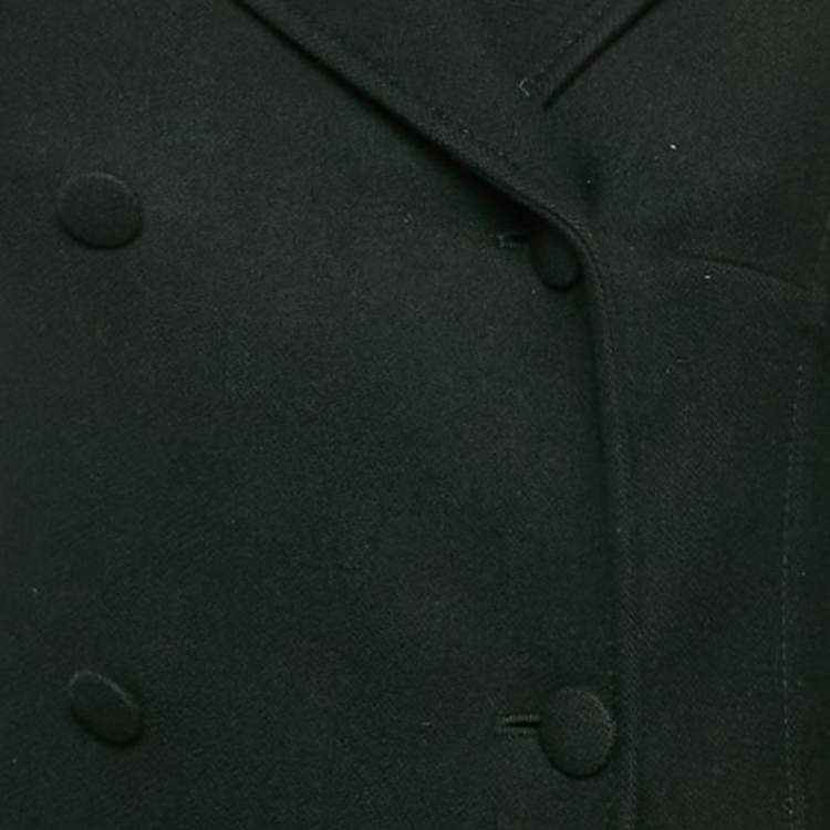 Pre Owned RED Valentino Black Wool Double Breasted Flounce Coat S