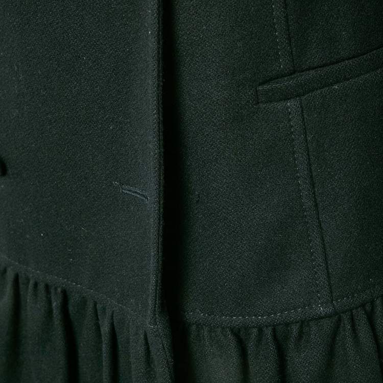 Pre Owned RED Valentino Black Wool Double Breasted Flounce Coat S