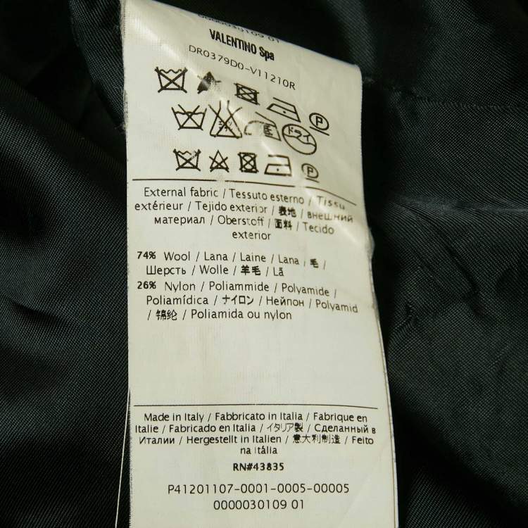 Pre Owned RED Valentino Black Wool Double Breasted Flounce Coat S