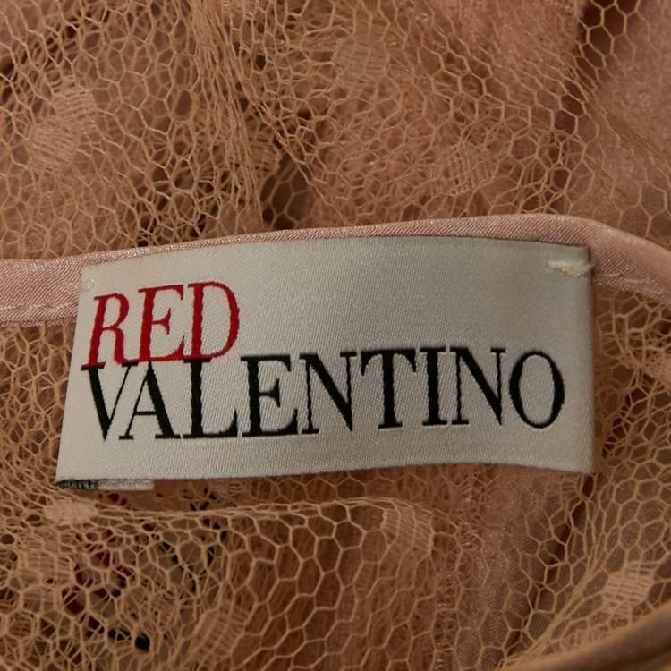 Pre Owned RED Valentino Pink Tulle Tie-Up Detail Blouse XL