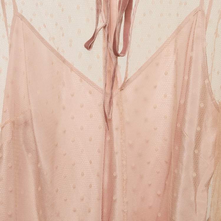 Pre Owned RED Valentino Pink Tulle Tie-Up Detail Blouse XL