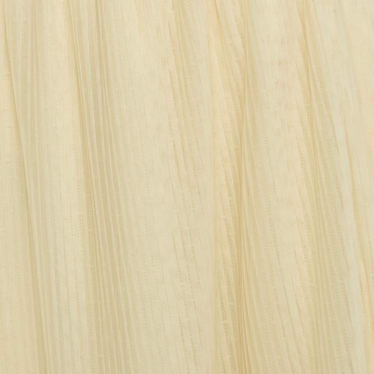 Pre Owned RED Valentino Cream Striped Tulle Plisse Midi Dress M