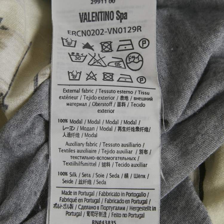 Pre Owned RED Valentino Yellow/Grey Printed Modal Bow Detail Top S