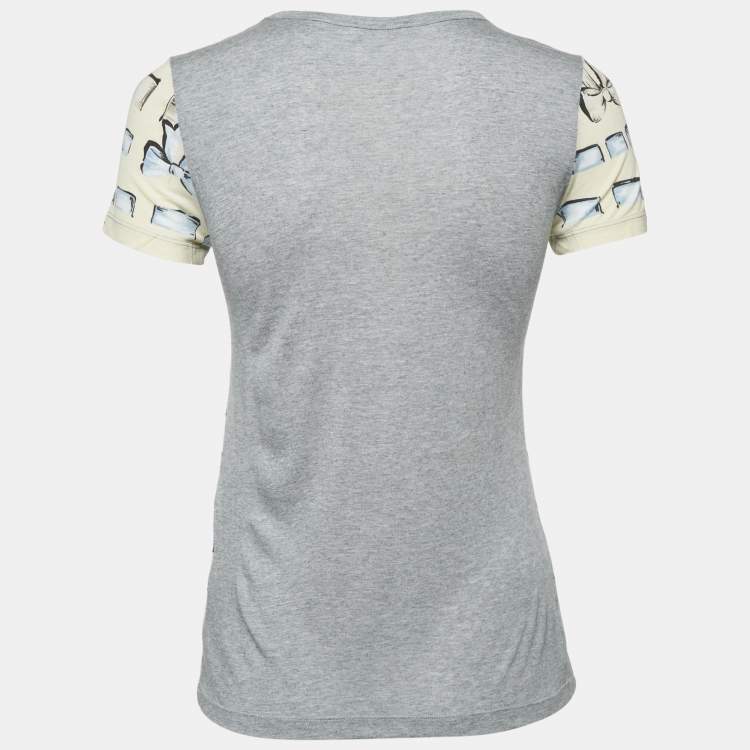 Pre Owned RED Valentino Yellow/Grey Printed Modal Bow Detail Top S