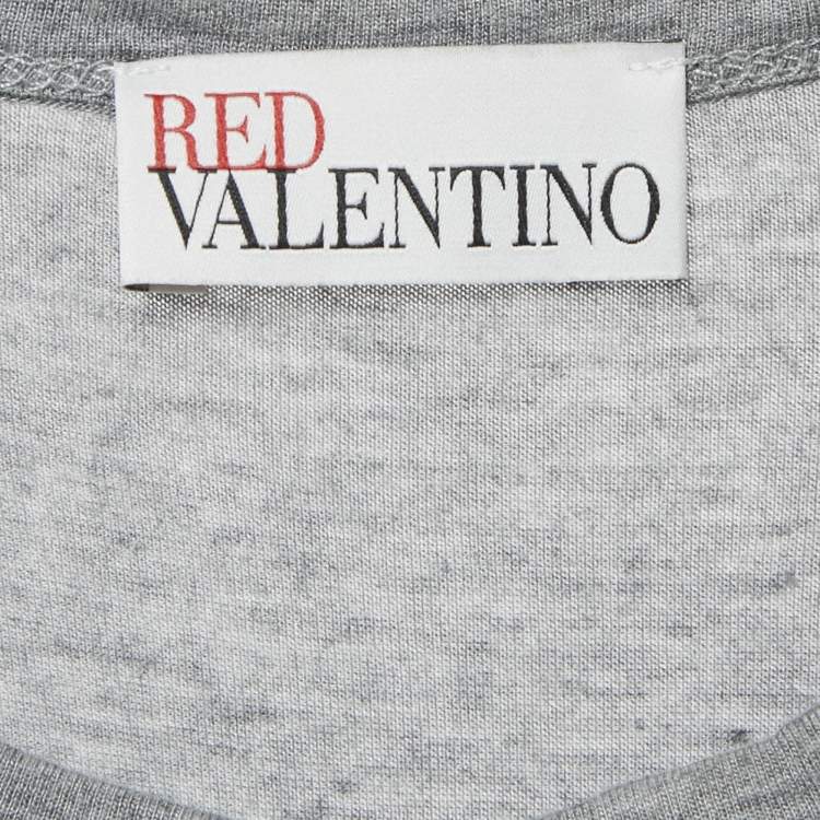 Pre Owned RED Valentino Yellow/Grey Printed Modal Bow Detail Top S