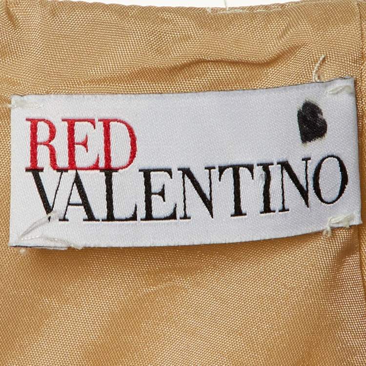 Pre Owned RED Valentino Cream Jewel Printed Polyester Sleeveless Mini Dress M