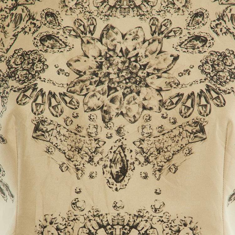 Pre Owned RED Valentino Cream Jewel Printed Polyester Sleeveless Mini Dress M