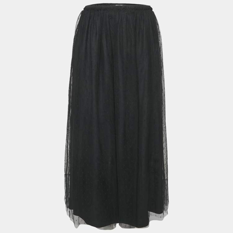 Pre Owned RED Valentino Black Tulle Midi Skirt M