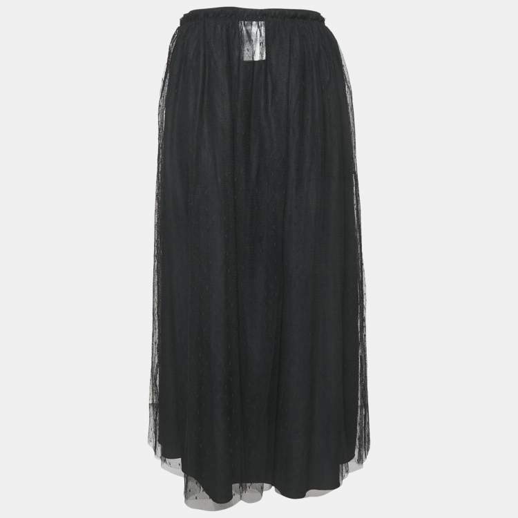 Pre Owned RED Valentino Black Tulle Midi Skirt M