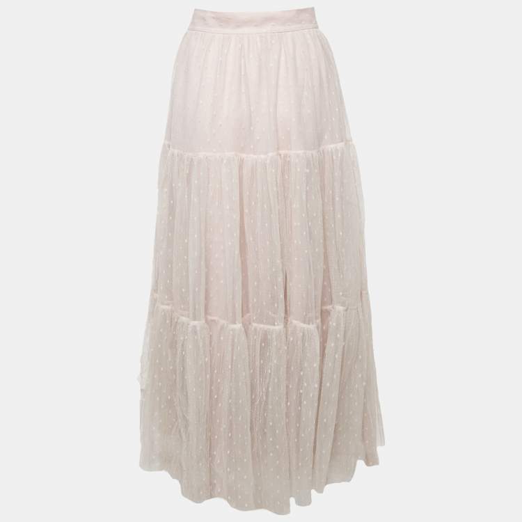 Pre Owned RED Valentino Pink Tulle Tiered Maxi Skirt S