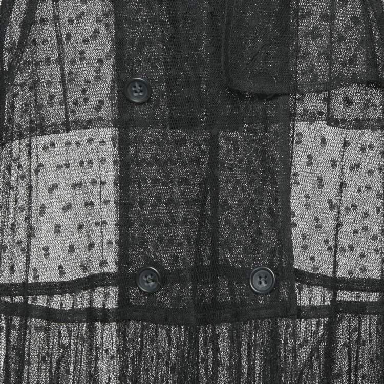 Pre Owned RED Valentino Black Tulle Double Breasted Sheer Coat M