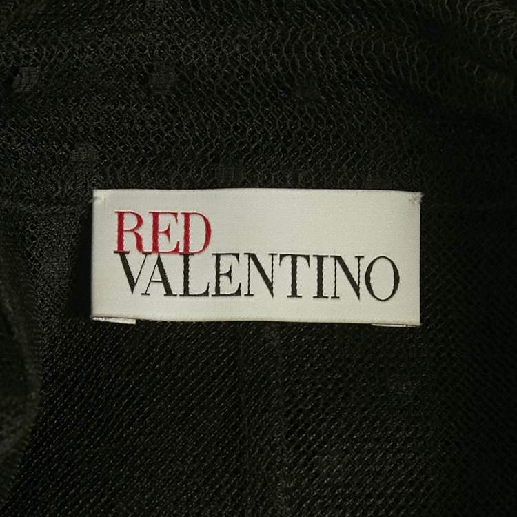 Pre Owned RED Valentino Black Tulle Double Breasted Sheer Coat M