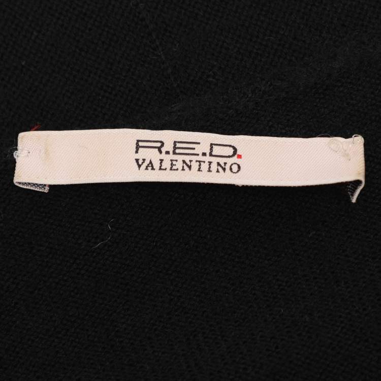 Pre Owned RED Valentino Black Cotton Knit Lace Top M