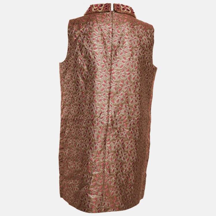 Pre Owned RED Valentino Metallic Embellished Jacquard Sleeveless Mini Dress L