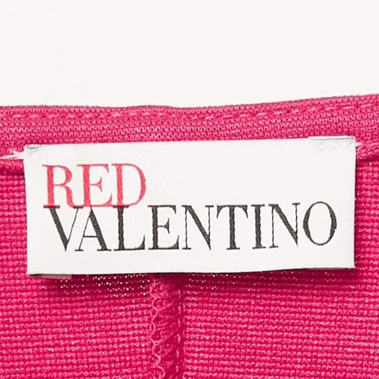 Pre Owned RED Valentino Pink Jersey Bow Detail Flounce Dress L