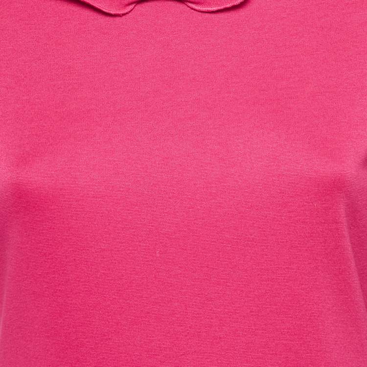Pre Owned RED Valentino Pink Jersey Bow Detail Flounce Dress L