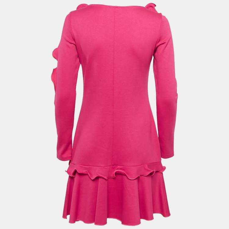Pre Owned RED Valentino Pink Jersey Bow Detail Flounce Dress L