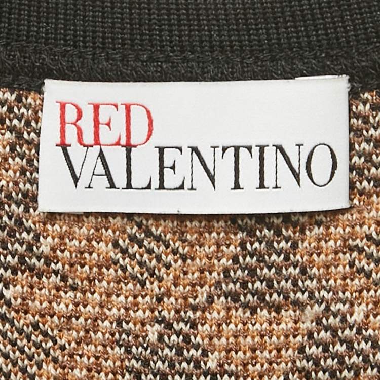 Pre Owned RED Valentino Brown Leopard Stretch Knit Sleeveless Mini Dress M