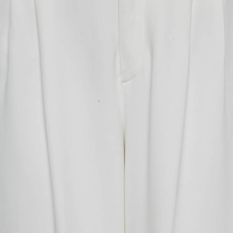 Pre Owned RED Valentino White Crepe Wide Leg High Rise Trousers M
