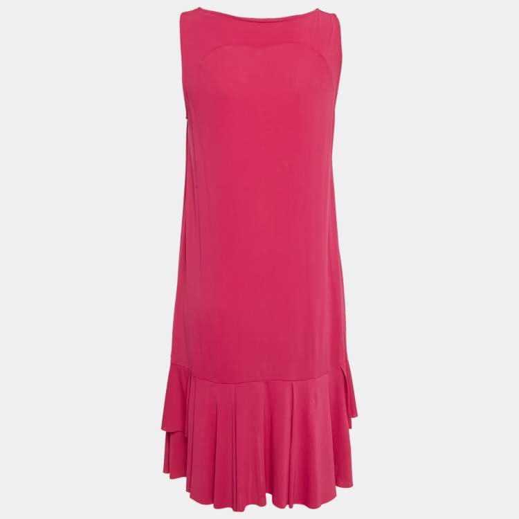 مملوكة مسبقًا RED Valentino Pink Jersey Ruffle Hem Sleeveless Mini Dress L