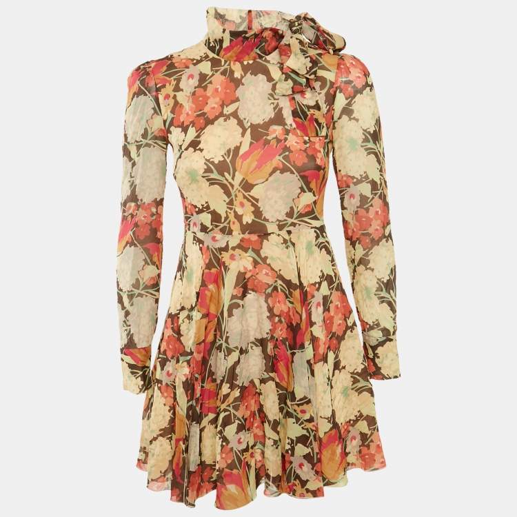 Pre Owned RED Valentino Pink Floral Print Silk Mini Dress S