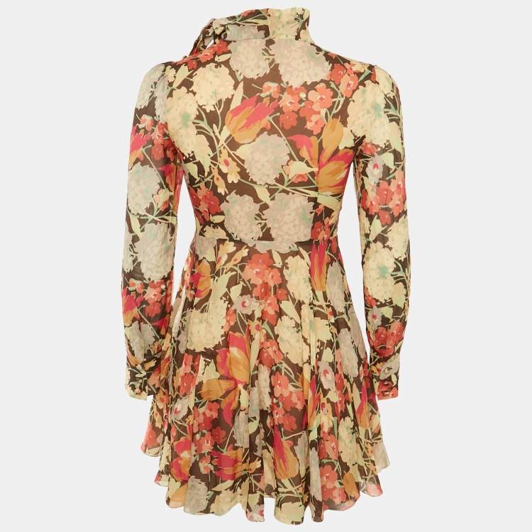Pre Owned RED Valentino Pink Floral Print Silk Mini Dress S