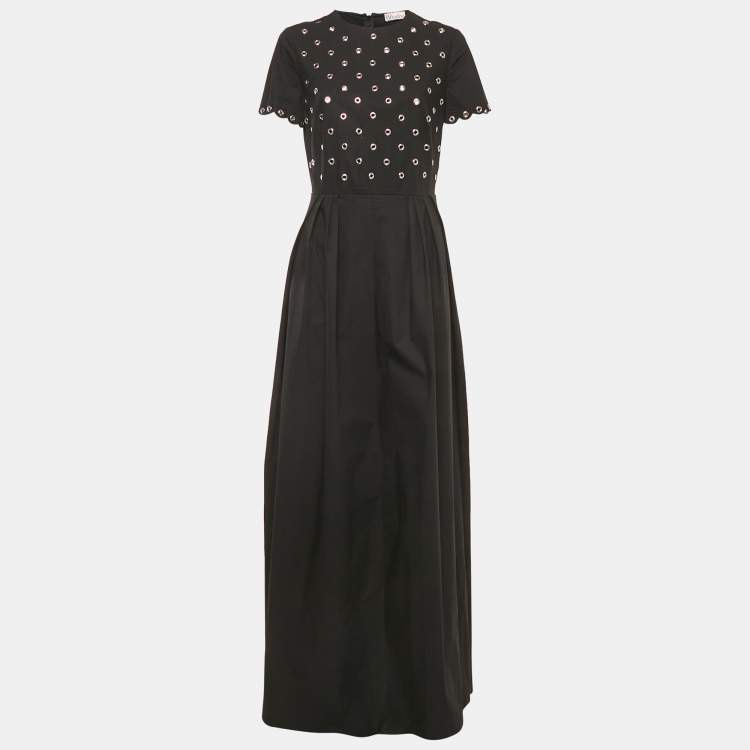 Pre Owned RED Valentino Black Grommet Cotton Gown M